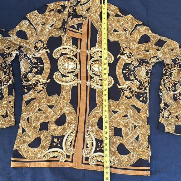 Versace Baroque Print Shirt - Black and Gold - Picture 12 of 14